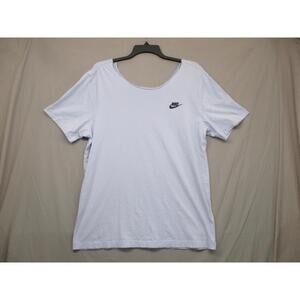 Nike Sporty Essential T-Shirt DIY Collar Cut Embroidered Logo‎ Blue Size Large